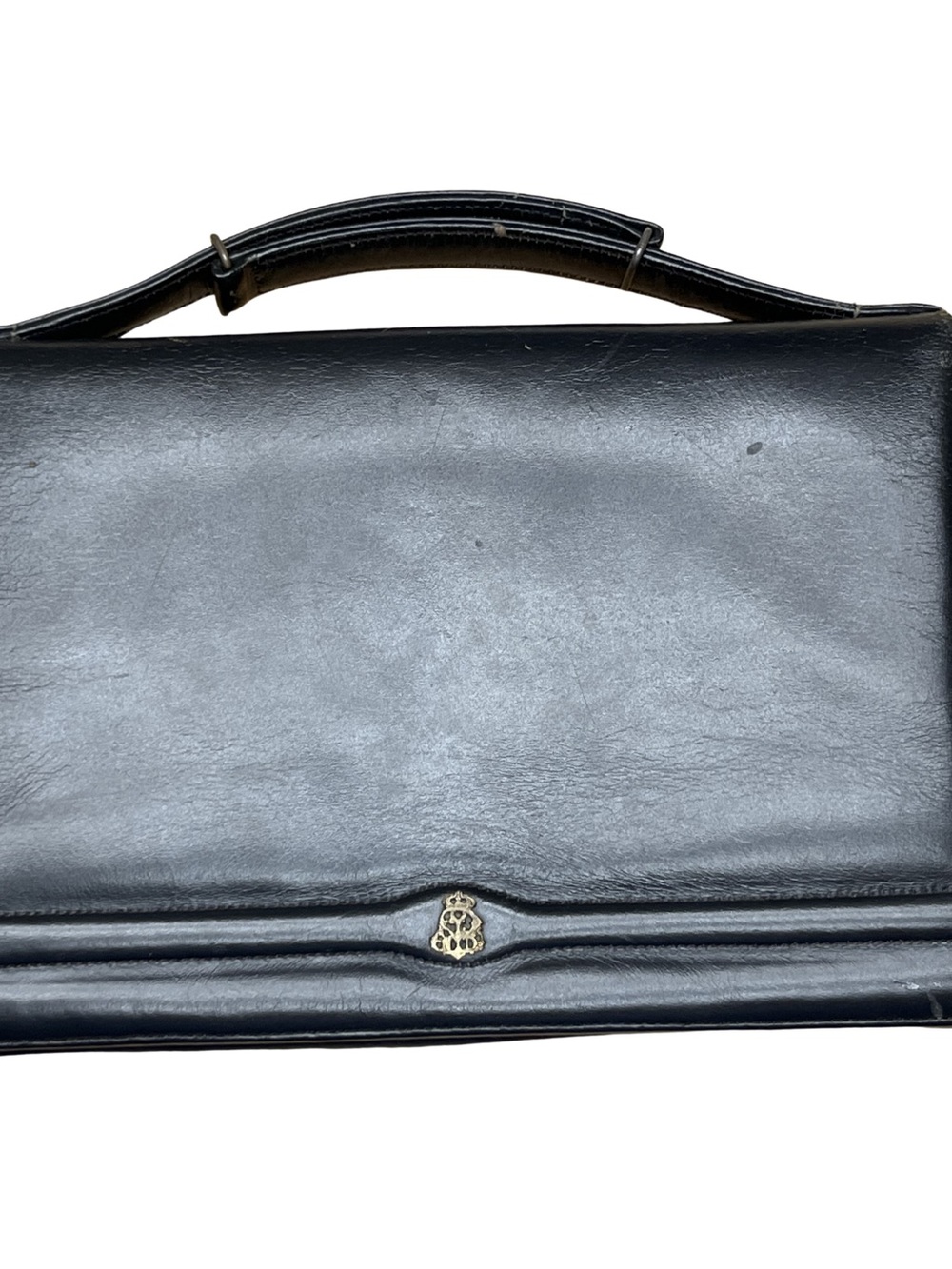 Vintage Ronay Black Leather Top Handle Handbag Structured Classic Purseu